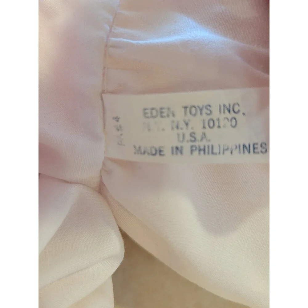 Vintage Eden Toys Baby Doll Rag Hair Painted Blue Heart Eyes Made In Philippines